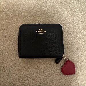 Coach Black Wallet with Heart Charm